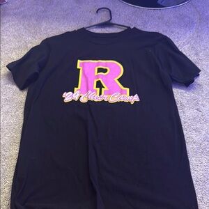Black T-Shirt with Pink and Yellow Graphic
